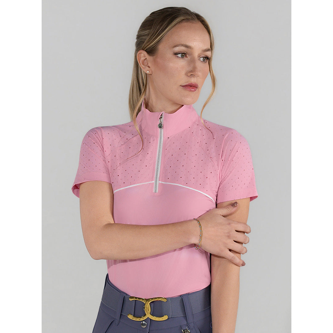Dapplebay Lady 1/4 Zip Aircut SS Riding Top-Ballet Pink