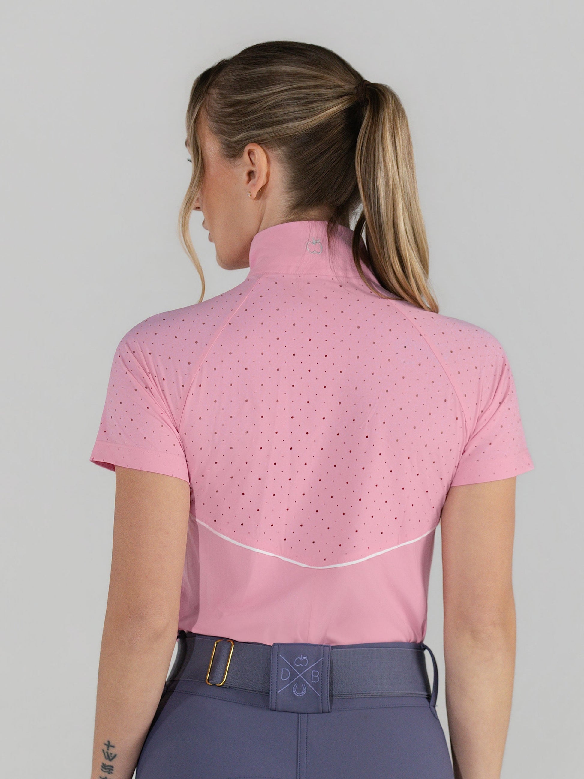 Dapplebay Lady 1/4 Zip Aircut SS Riding Top-Ballet Pink