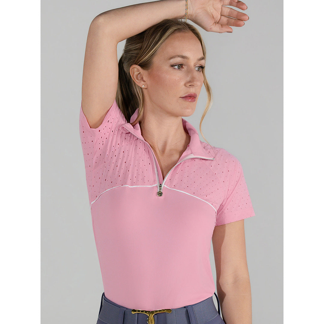 Dapplebay Lady 1/4 Zip Aircut SS Riding Top-Ballet Pink
