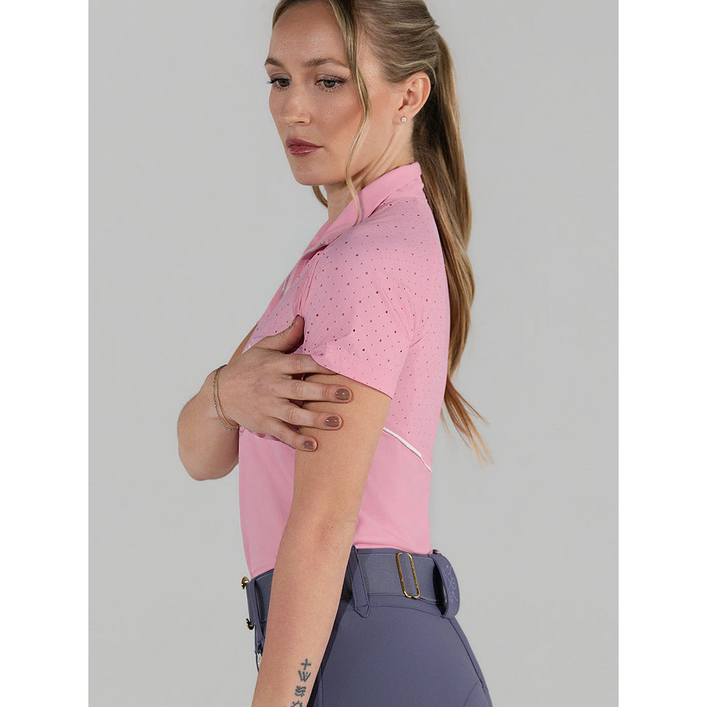 Dapplebay Lady 1/4 Zip Aircut SS Riding Top-Ballet Pink