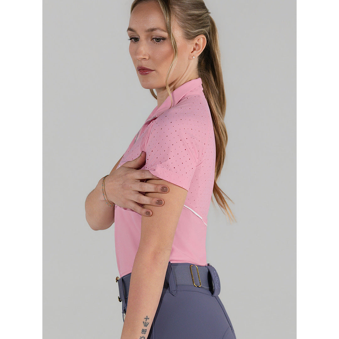 Dapplebay Lady 1/4 Zip Aircut SS Riding Top-Ballet Pink