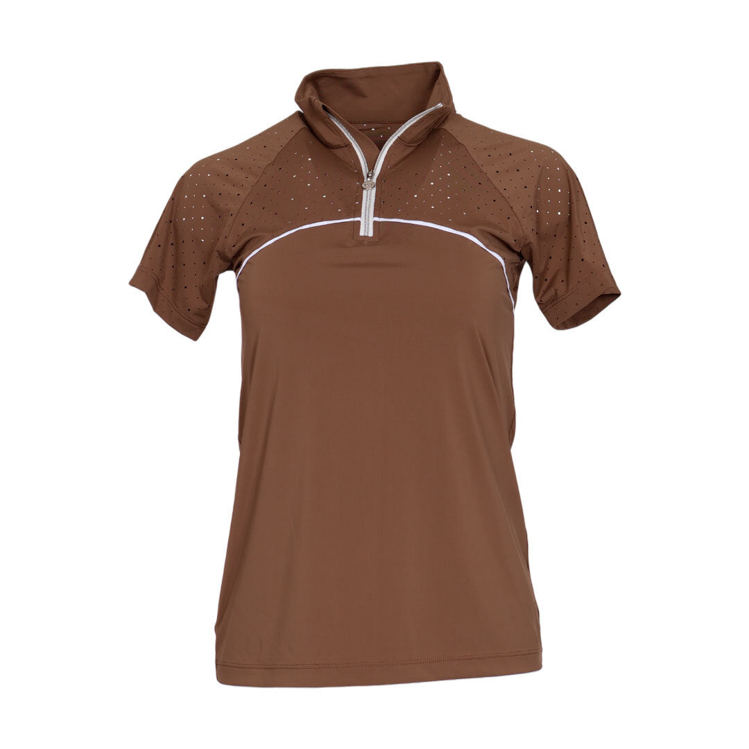 Dapplebay Lady 1/4 Zip Aircut SS Riding Top-Chestnut