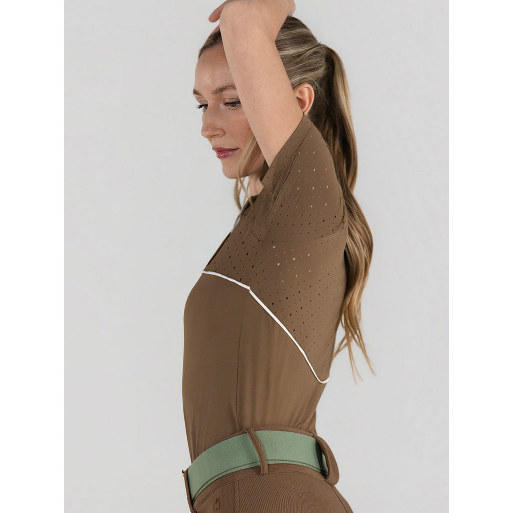 Dapplebay Lady 1/4 Zip Aircut SS Riding Top-Chestnut