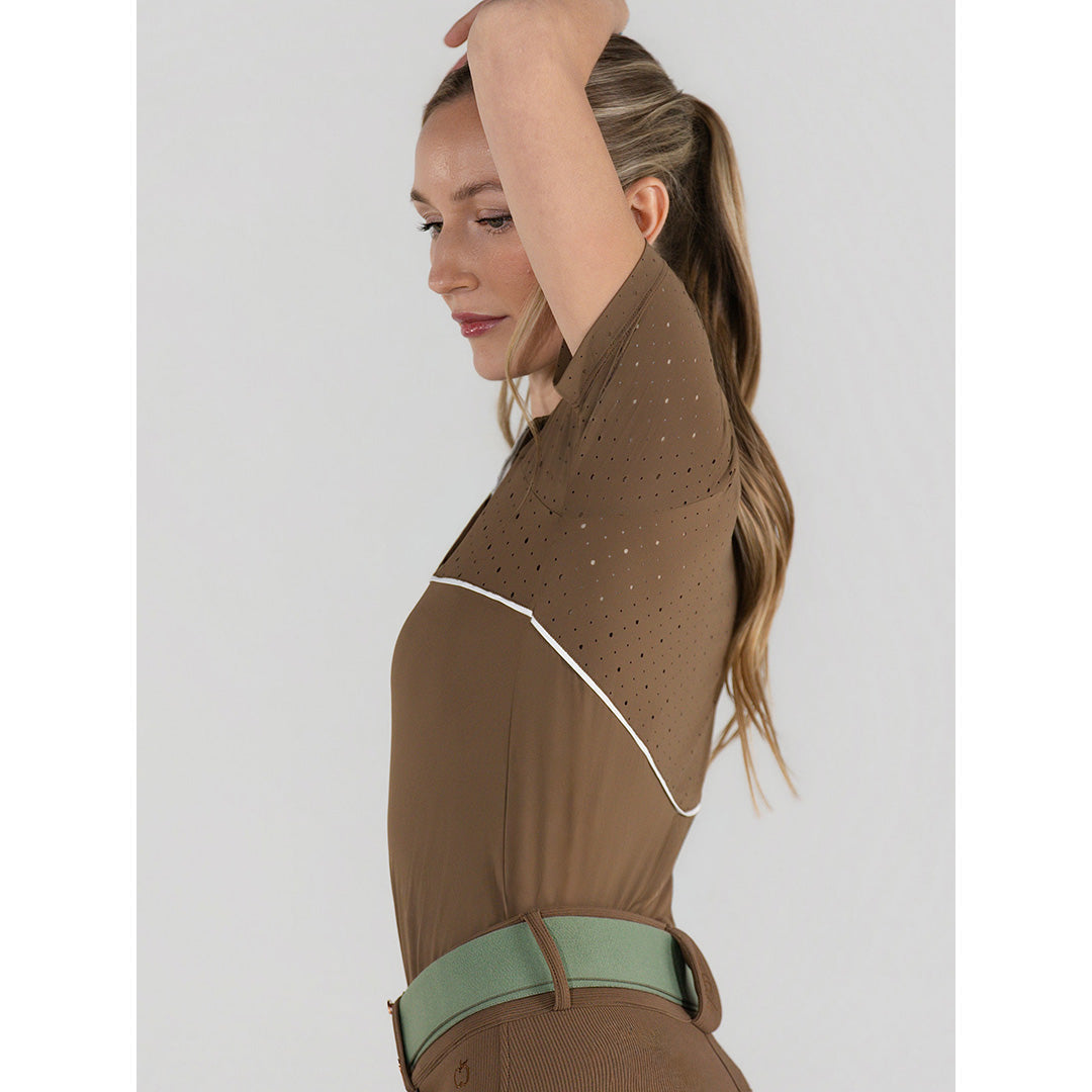 Dapplebay Lady 1/4 Zip Aircut SS Riding Top-Chestnut