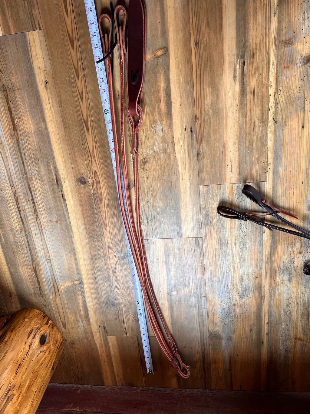 Harness Leather Romal Reins with Barbwire Popper. Made in the USA
