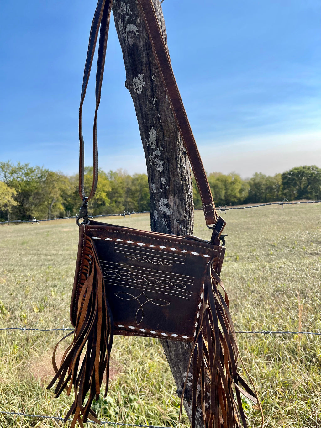 Western Stitch Fringe Crossbody