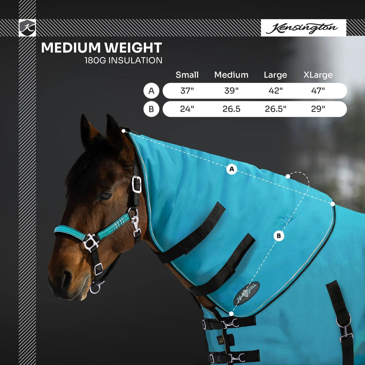 1200D Horse 180G Medium Weight Winter Neck Warmer - Waterproof & Breathable