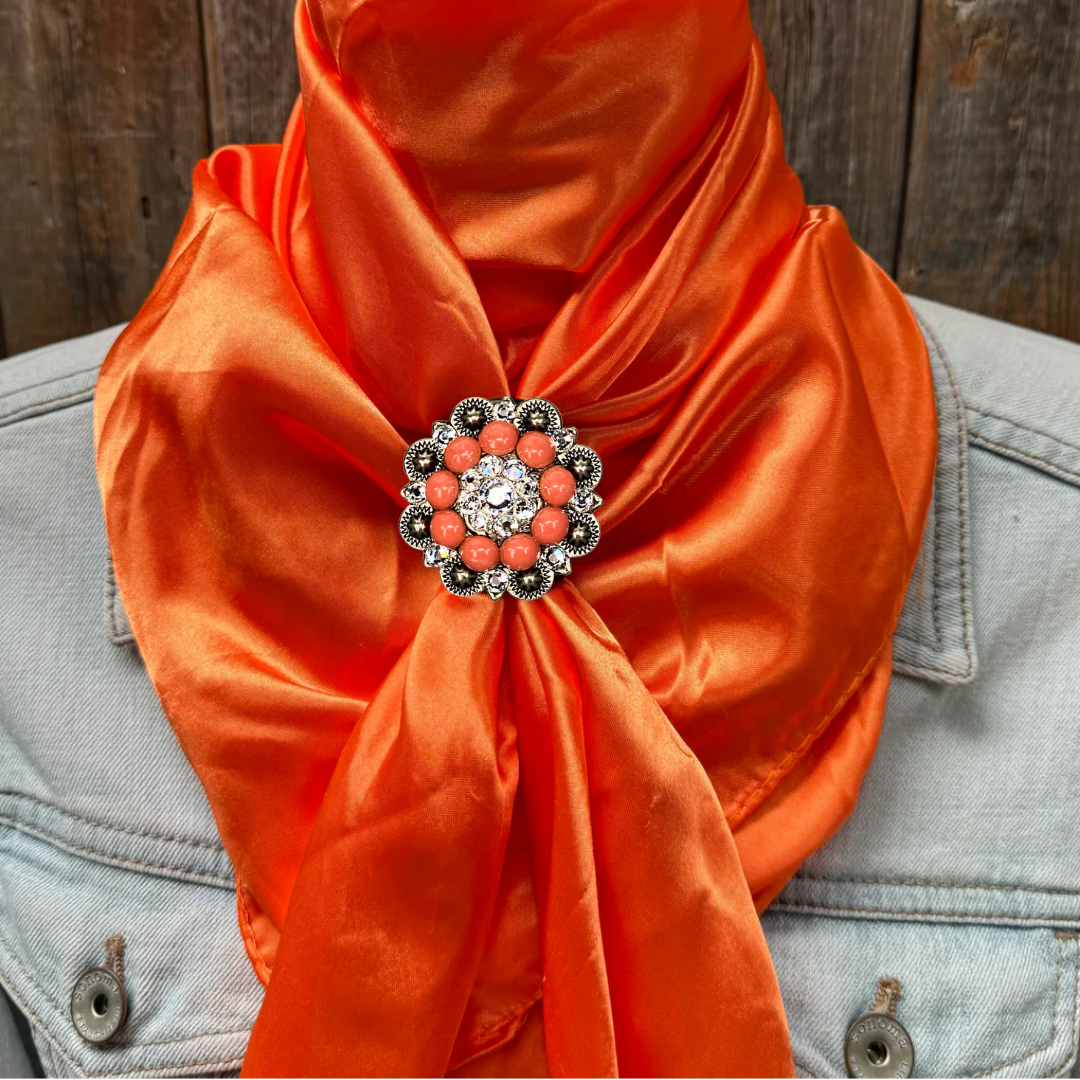 35X35" Solid Orange Wild Rag / Scarf WRS20 - Crystal Concho Wild Rag Slides - Assorted