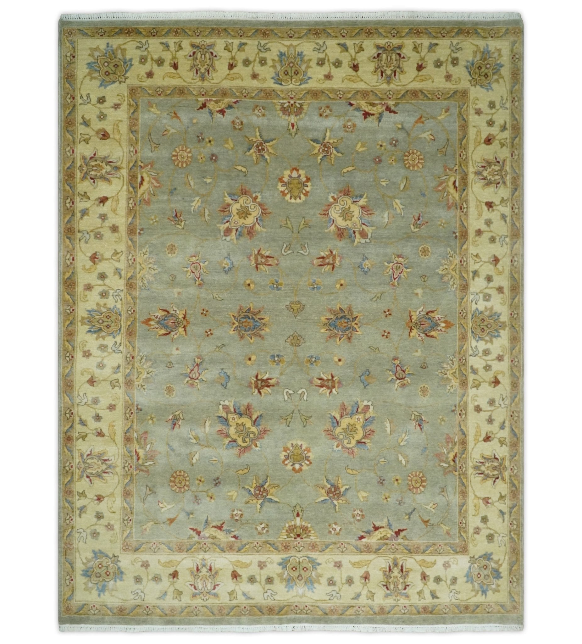 6x8 Fine Hand Knotted Silver and Ivory Traditional Vintage Persian Style Antique Wool Rug