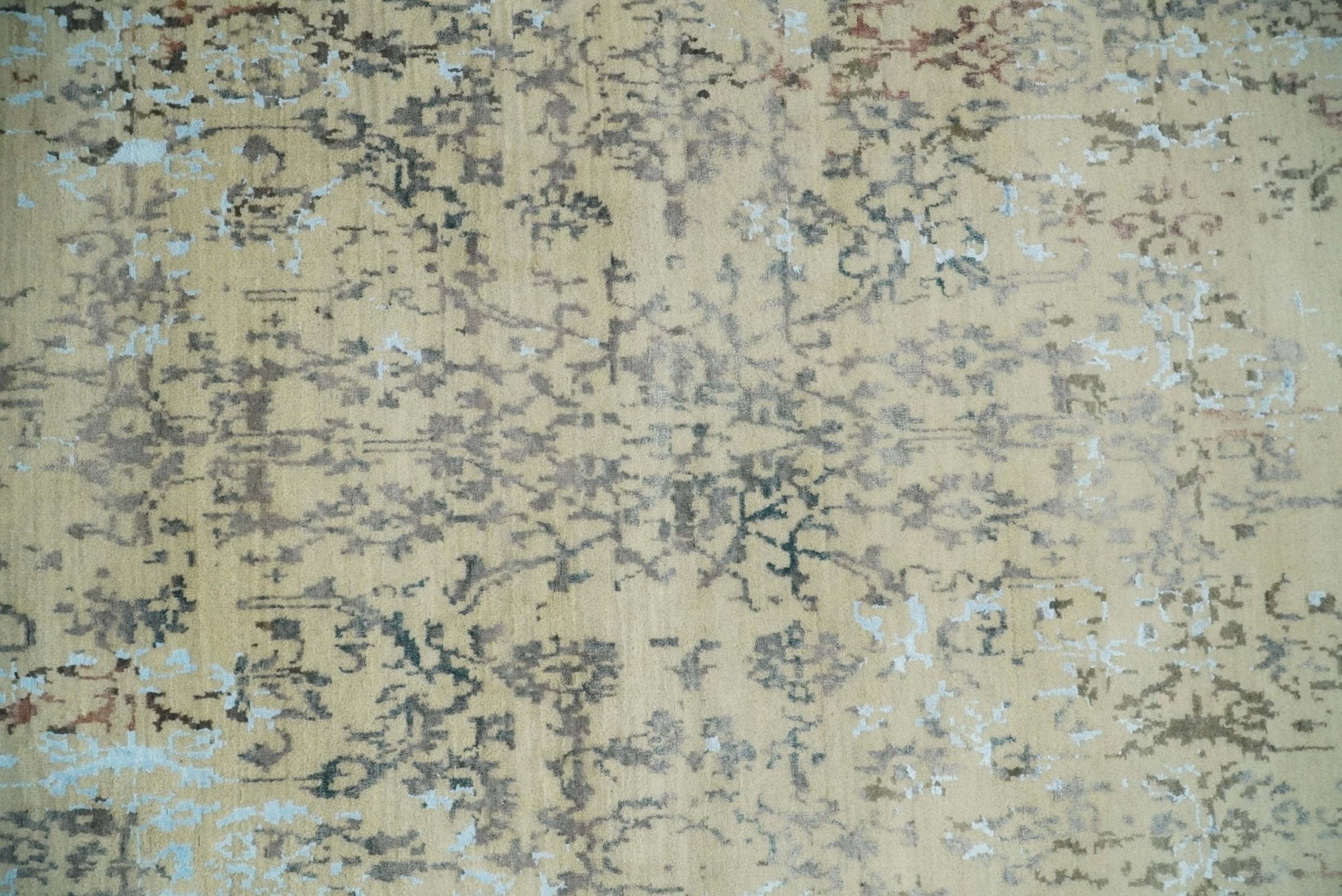 6x9 Fine Hand Knotted Beige and Rust Vintage Persian Style Antique Wool and Silk Rug