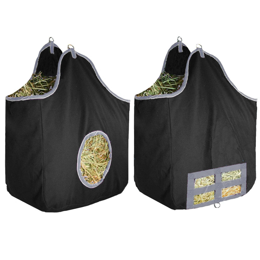 Derby Originals Large 24 OZ Canvas Horse Hay Bag  2 Sided Combo Design X Wide Gusset and 6 Month Warranty
