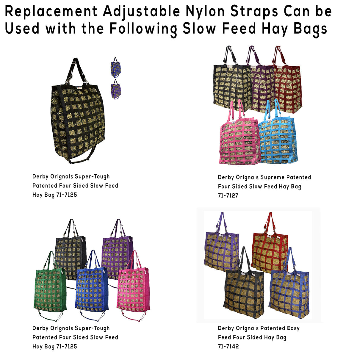 Paris Tack Multipurpose Adjustable Pair of Nylon Replacement Straps for Slow Feed Hay Bags