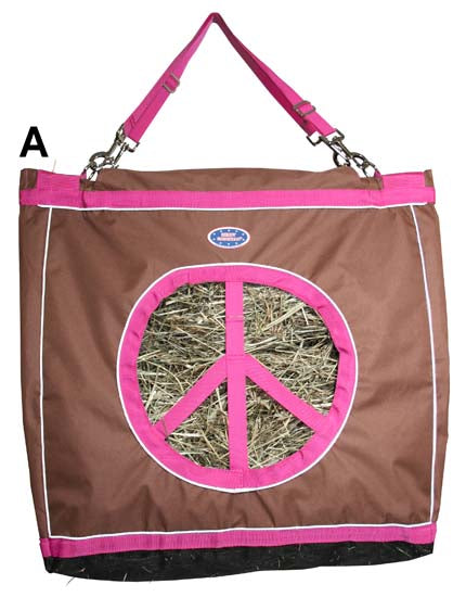 Derby Originals Top Load Peace Sign Hanging Horse Hay Bag with 13" Diameter Opening with 6 Month Warranty