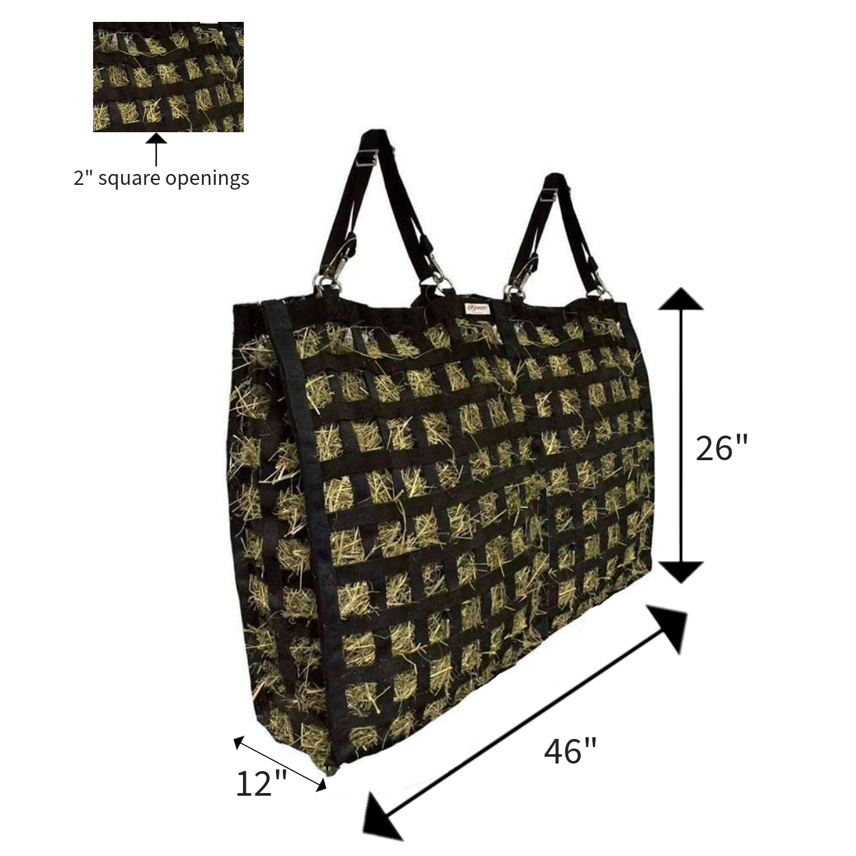 Derby Originals XL Superior Slow Feeder Horse Hay Bag – 2" Square Opening, Restricted Slow Feed Design, Super Tough Bottom, 1-Year Warranty