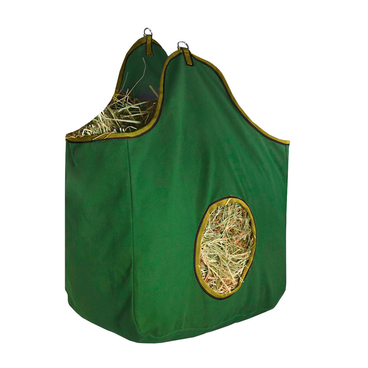 Tahoe Tack Pair of 2 Extra Wide 19" x 12" x 20" with 7" Diameter Circular Opening Canvas Hay Bags for Horses and Livestock Fits 3-4 Large Flakes of Hay