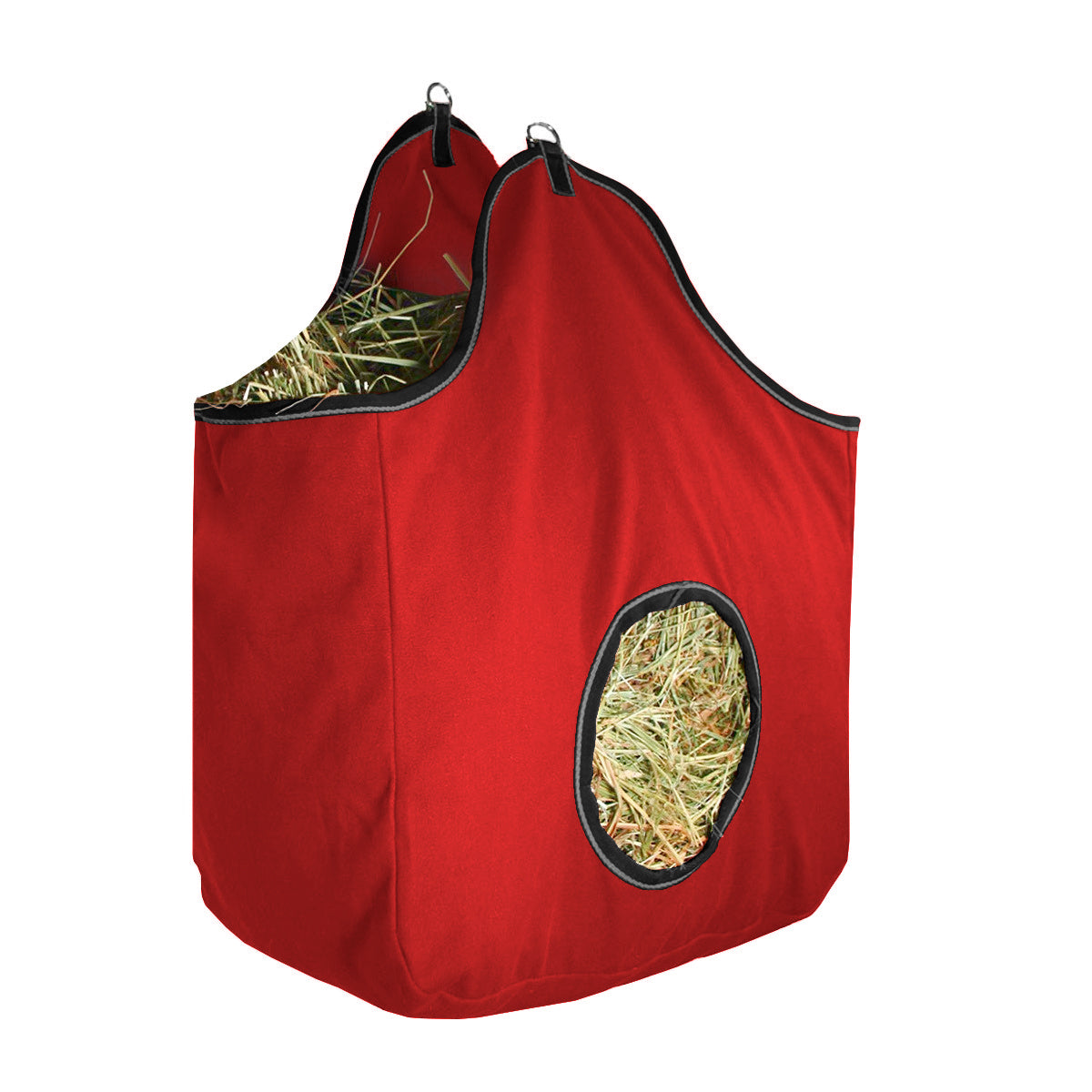 Tahoe Tack Pair of 2 Extra Wide 19" x 12" x 20" with 7" Diameter Circular Opening Canvas Hay Bags for Horses and Livestock Fits 3-4 Large Flakes of Hay