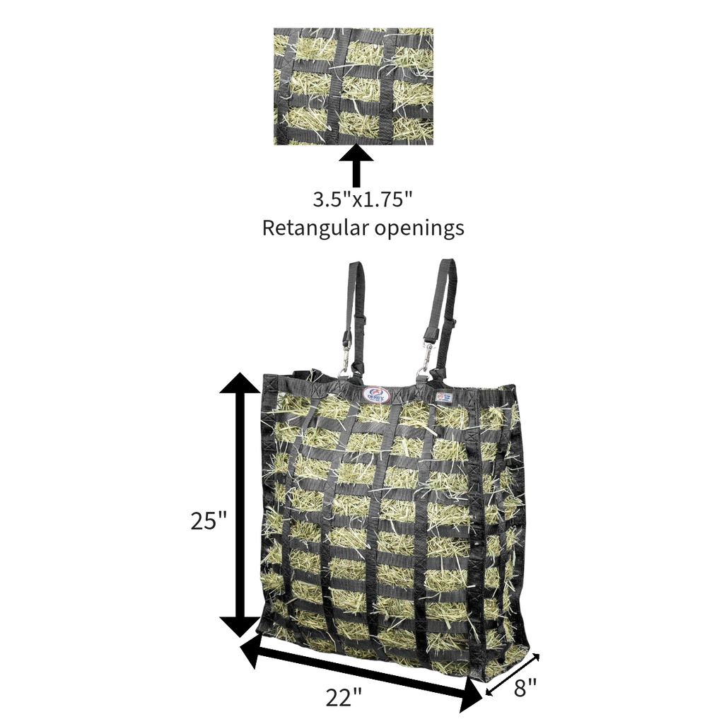 Supreme 4-Sided Hay Bag – 1.75" x 3.5" Horse Mouth Openings – Balanced Slow Feed – 1-Year Warranty | Patented Design