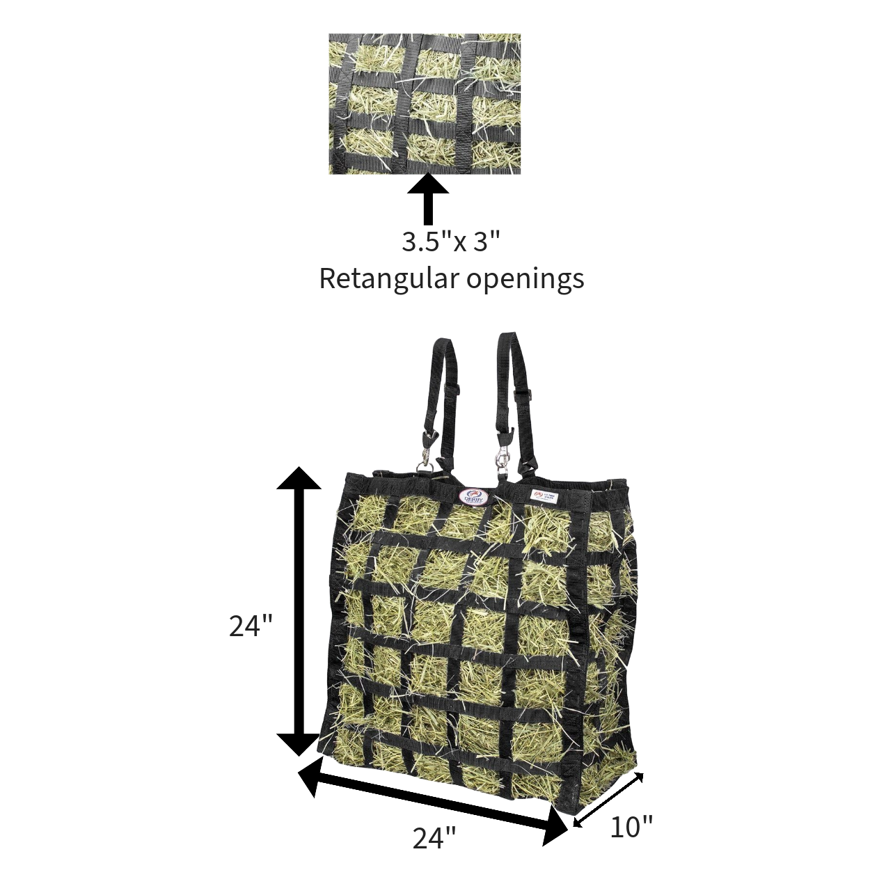 Easy Feeder 4 Sided Hay Bag – 3.5" x 3" Rectangular Openings – Moderate Slow Feed – 1-Year Warranty | Patented Design