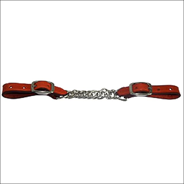 5/8 Inch Hilason Western Chestnut Leather Flat Twisted Horse Mouth Curb Chain