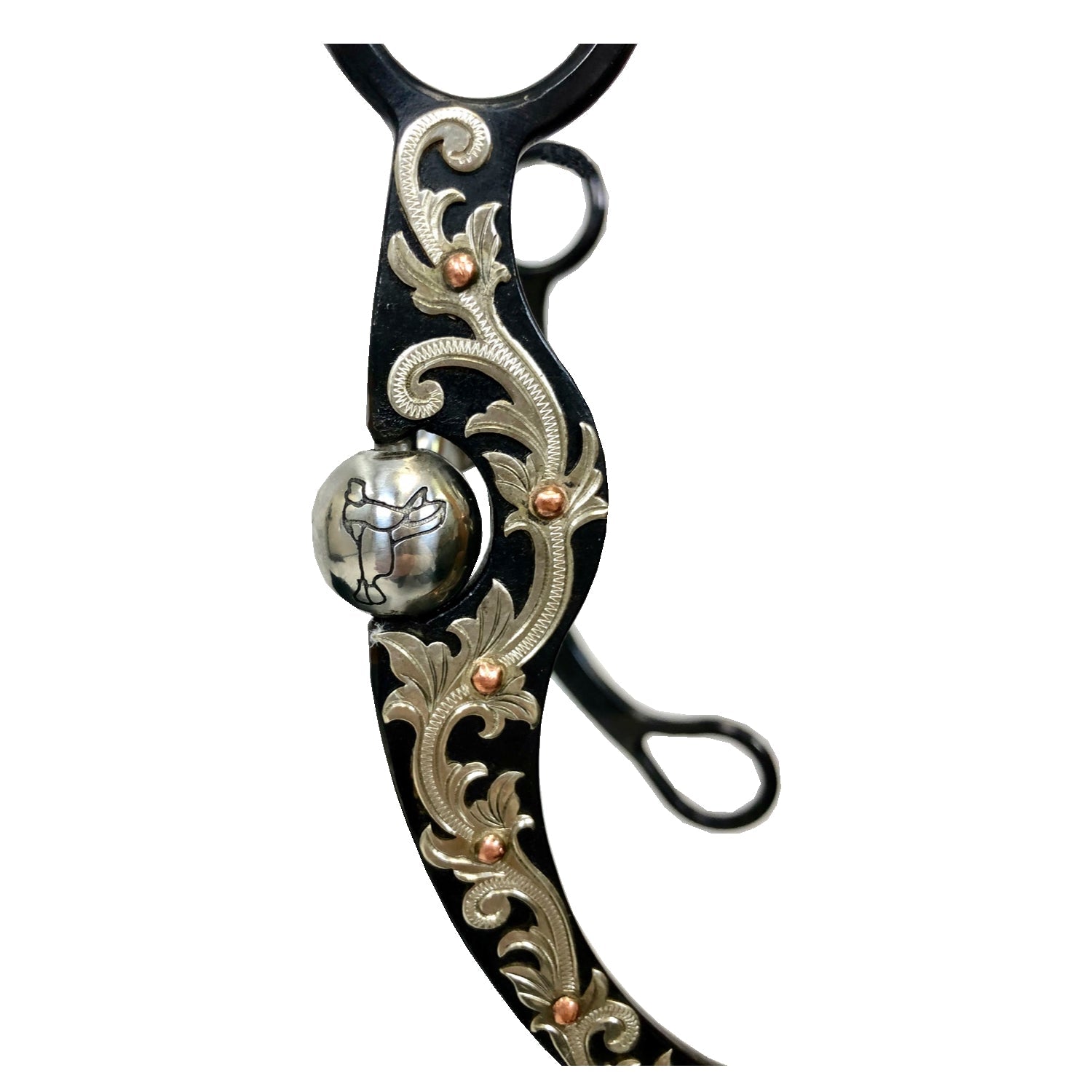 Pro Series 7" Black Steel Sheridan Flat Cheek with 5" SI Square Port Mouth with Copper Inlay