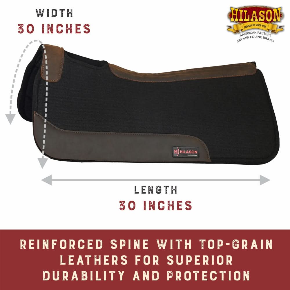 Western Wool Felt Horse Saddle Pad W/ White Alligator Print Leather