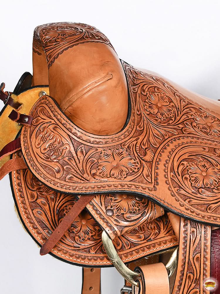 Hilason Classic Series Hand-Made Rodeo Bronc American Leather Saddle