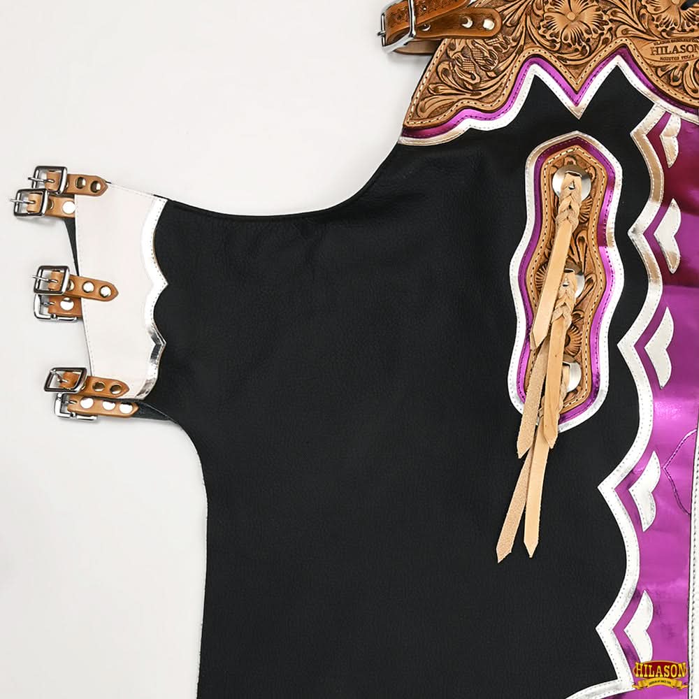 Hilason Handmade Genuine Leather Chaps Adult Handtooled Rodeo Bull Riding