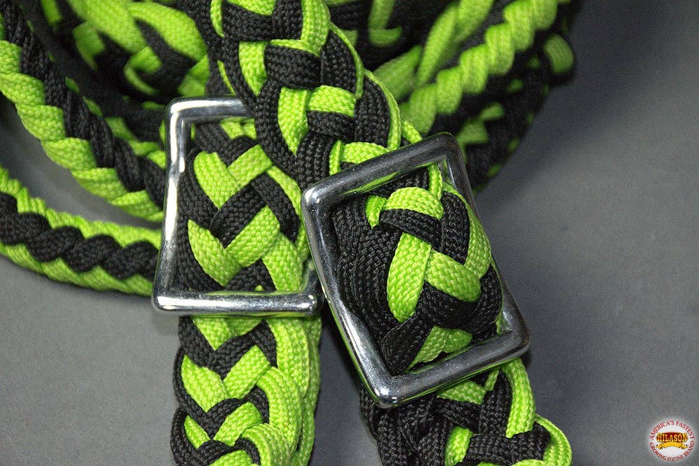 1" 8Ft Braided Poly Barrel Rein Horse Racing Flat Grip Knots