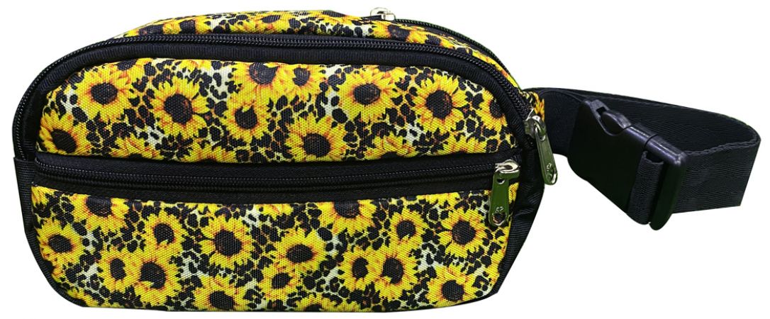 Hip Pack (Fanny Pack) Bag with Sunflower and cheetah print design