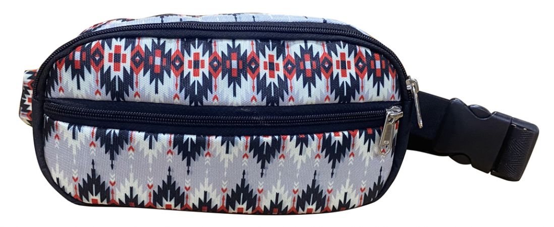 Hip Pack (Fanny Pack) Bag with Grey Aztec design
