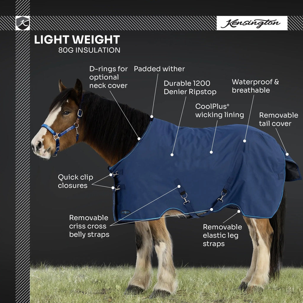 Draft Horse Lightweight 80g Winter Turnout Blanket - Waterproof & Breathable