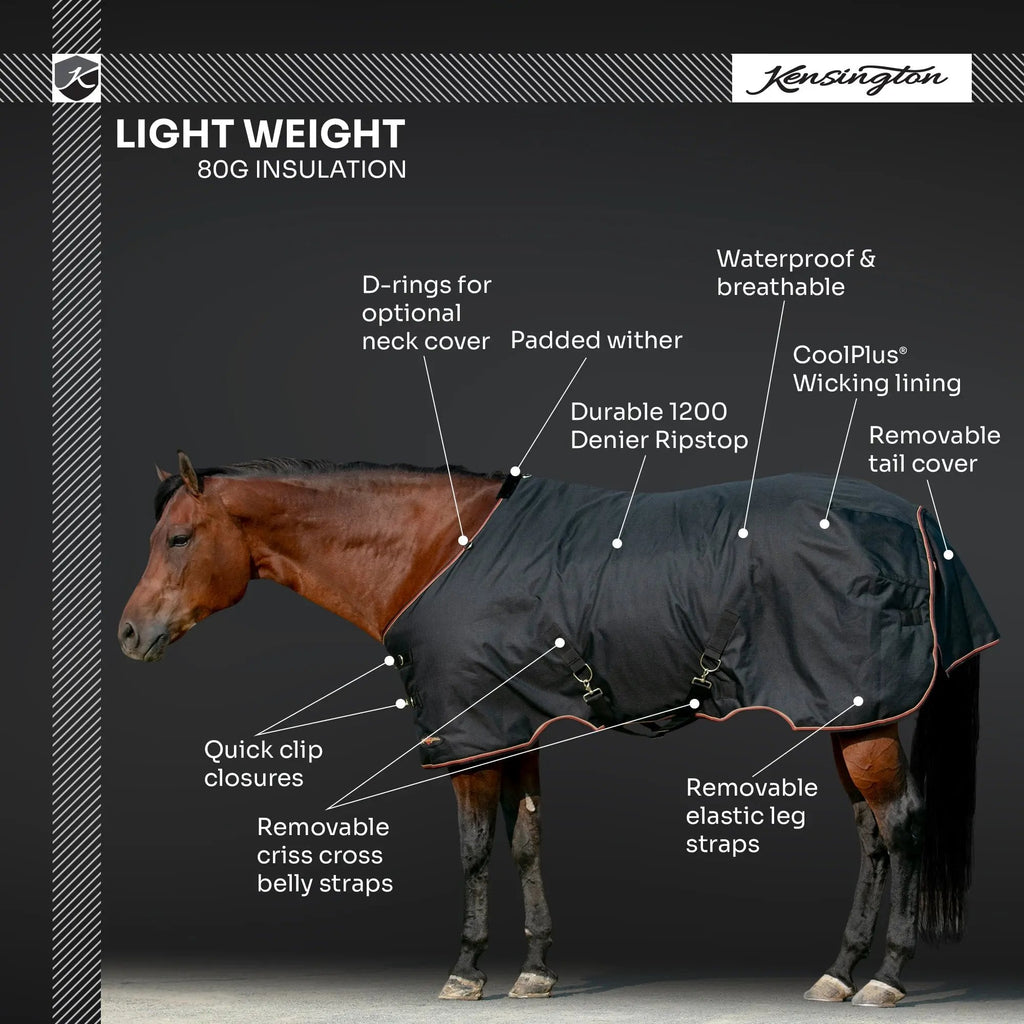 1200D Lightweight 80g Horse Winter Turnout Blanket - Waterproof & Breathable