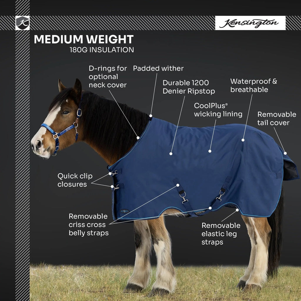 Draft Horse Midweight 180g Winter Turnout Blanket - Waterproof & Breathable