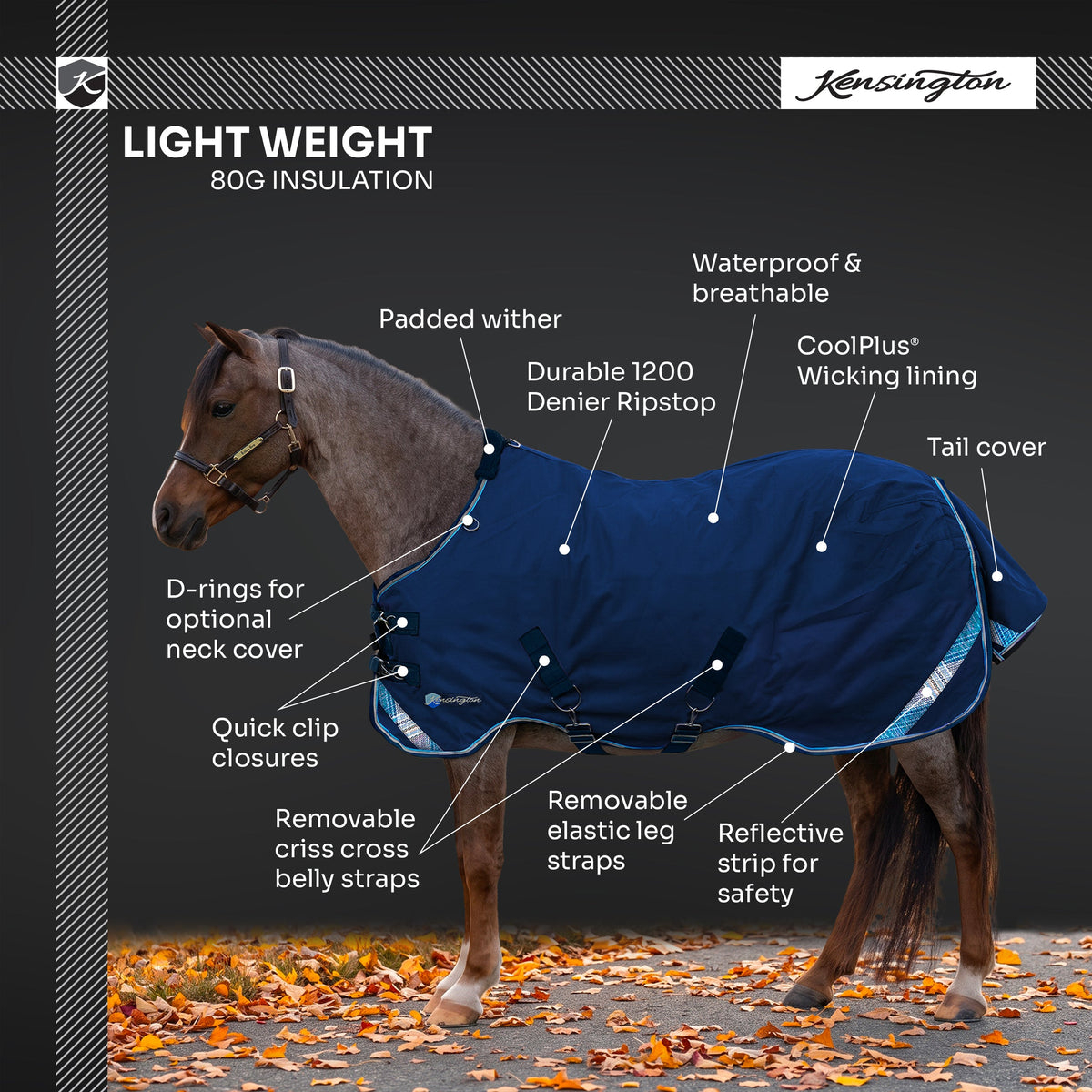 New Pony Lightweight 80g Horse Winter Turnout Blanket - Waterproof & Breathable