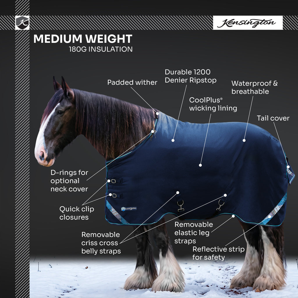 New Draft Horse Midweight 180g Winter Turnout Blanket - Waterproof & Breathable