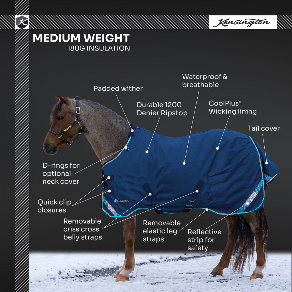 New Pony Midweight 180g Horse Winter Turnout Blanket - Waterproof & Breathable