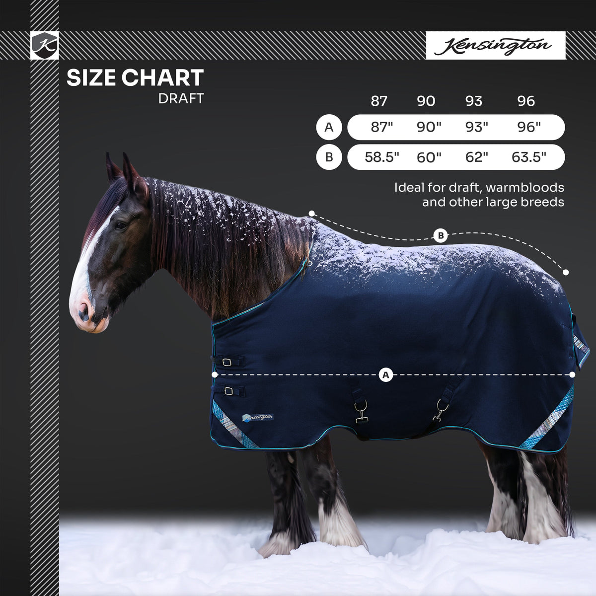 New Draft Horse Heavyweight 300g Winter Turnout Blanket - Waterproof & Breathable