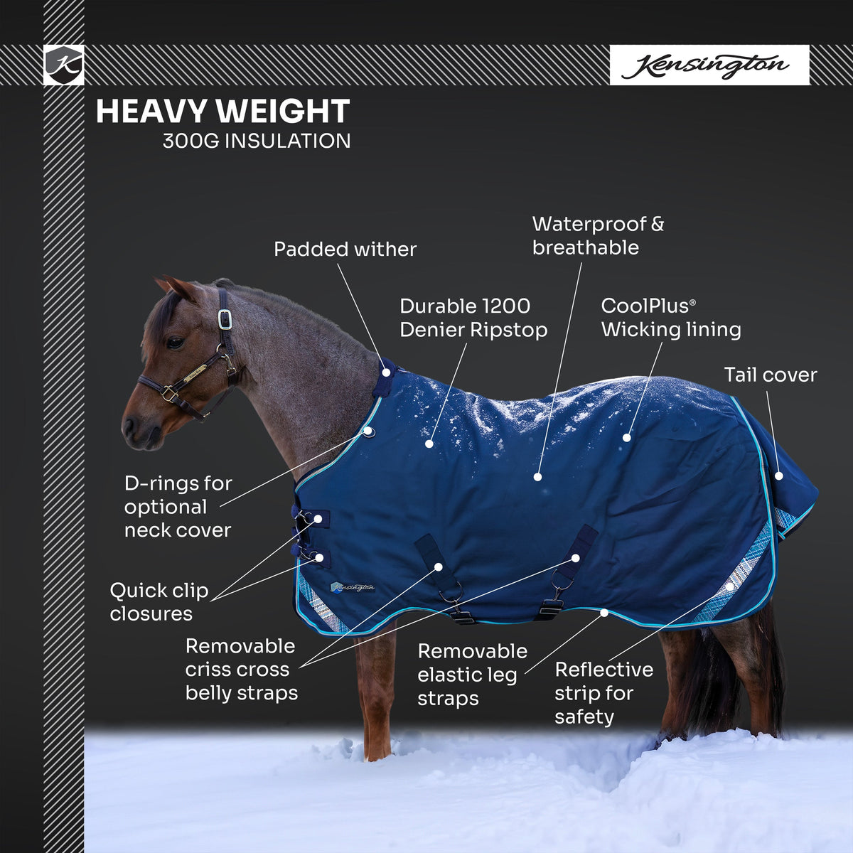 New Pony Heavyweight 300g Horse Winter Turnout Blanket - Waterproof & Breathable