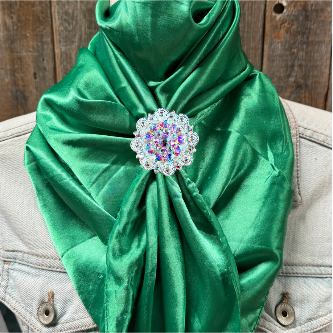 35X35" Solid Green Wild Rag / Scarf WRS18 - Crystal Concho Wild Rag Slides - Assorted