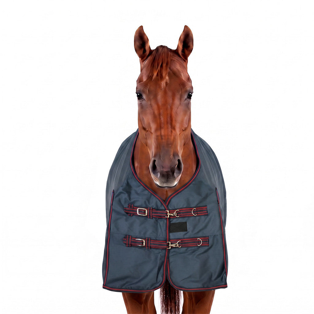 TuffRider 1200 D Comfy Winter Medium Weight Ripstop Turnout Blanket w/ Detachable Neck- 200 GSM