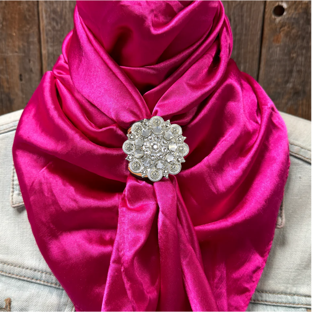 35X35" Solid Fuchsia Wild Rag / Scarf WRS12 - Crystal Concho Wild Rag Slides - Assorted