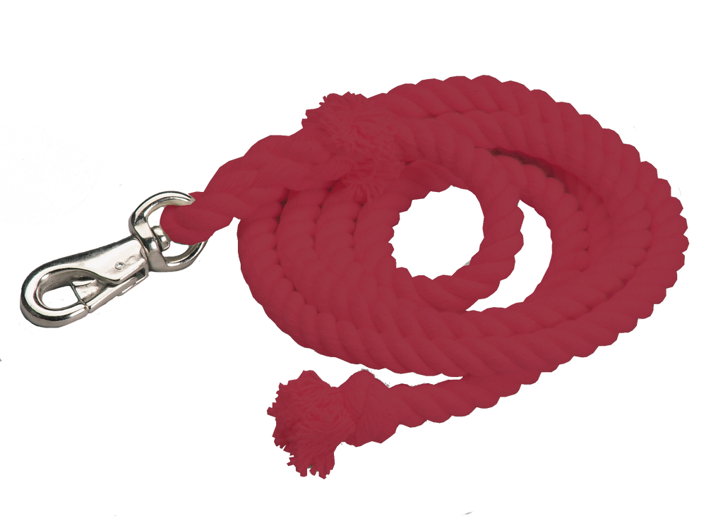 Cotton Lead Ropes - 10' with Bullsnap, Various Colors