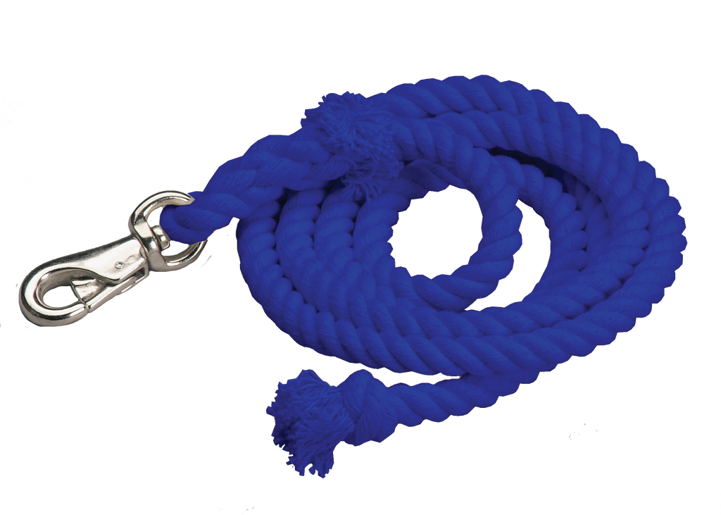 Cotton Lead Ropes - 10' with Bullsnap, Various Colors