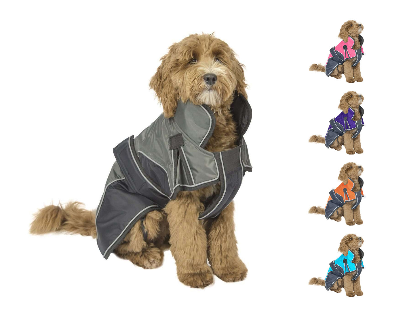 Derby Originals Heavyweight 220g Polyfil 420D Nylon Waterproof Reflective Winter Dog Parka With Harness Compatible Opening