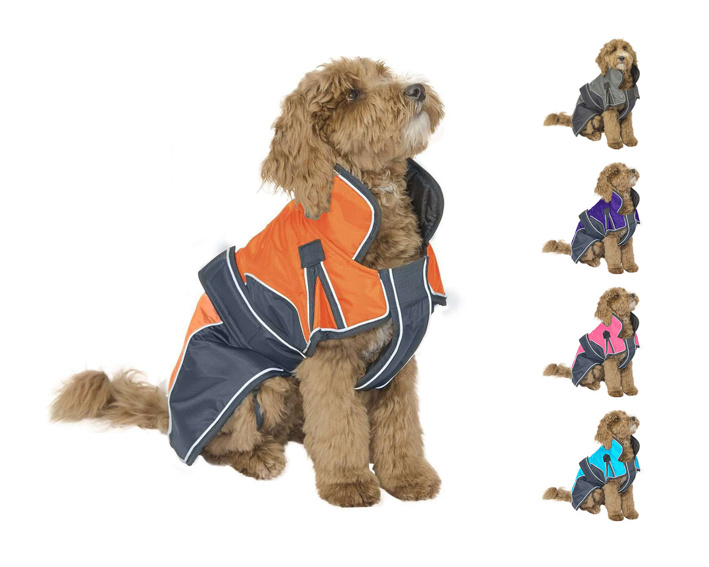 Derby Originals Heavyweight 220g Polyfil 420D Nylon Waterproof Reflective Winter Dog Parka With Harness Compatible Opening