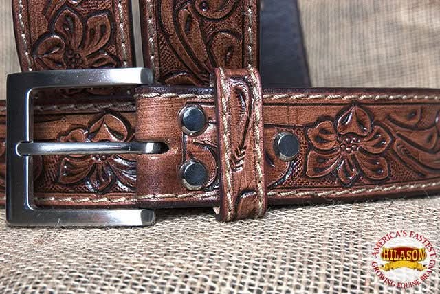 HILASON Western Genuine Leather Belt for Men Women Cowboy Cowgirl Handmade Unisex Full Grain Heavy Duty Floral Tooled Belt