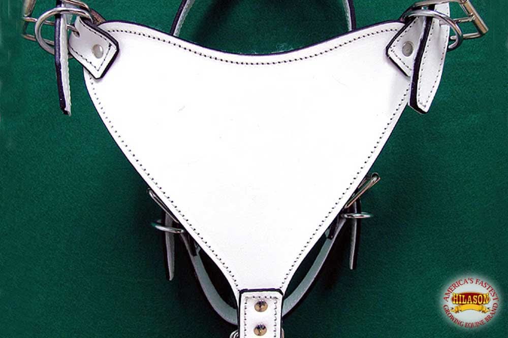Medium Leather Dog Harness White Genuine With Leash Hilason