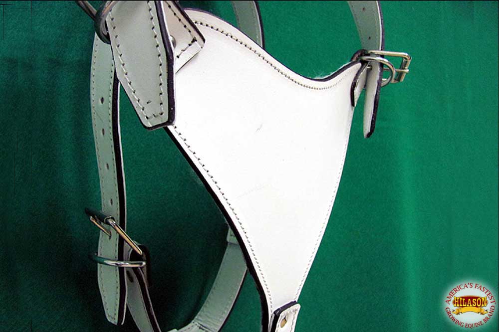 Medium Leather Dog Harness White Genuine With Leash Hilason