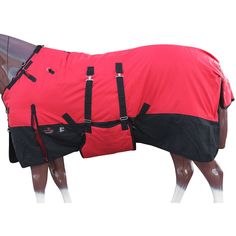 Hilason 600D Winter Waterproof Horse Turnout Blanket Belly Wrap Red