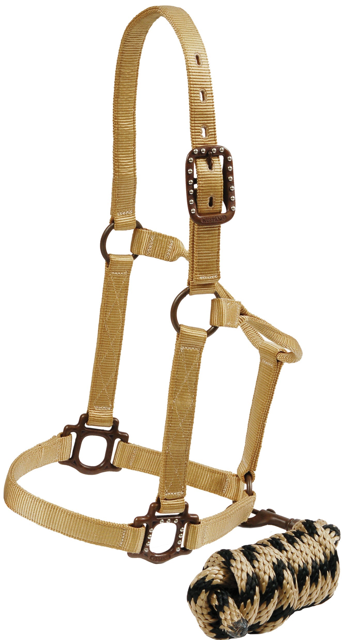 Antique Dot Halter 1" with Lead - TAN